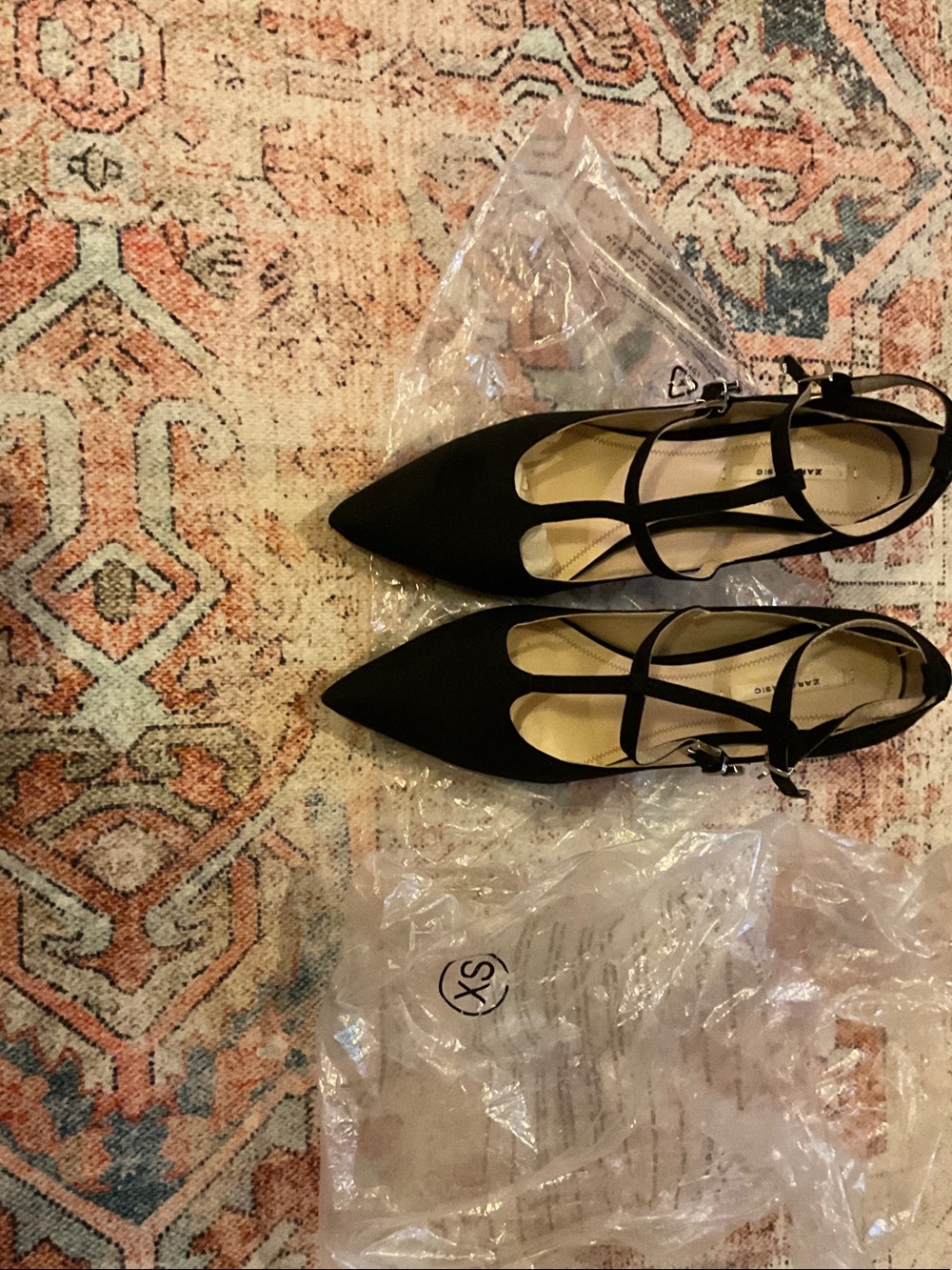 Zara Black Pointed Toe Strappy Heels